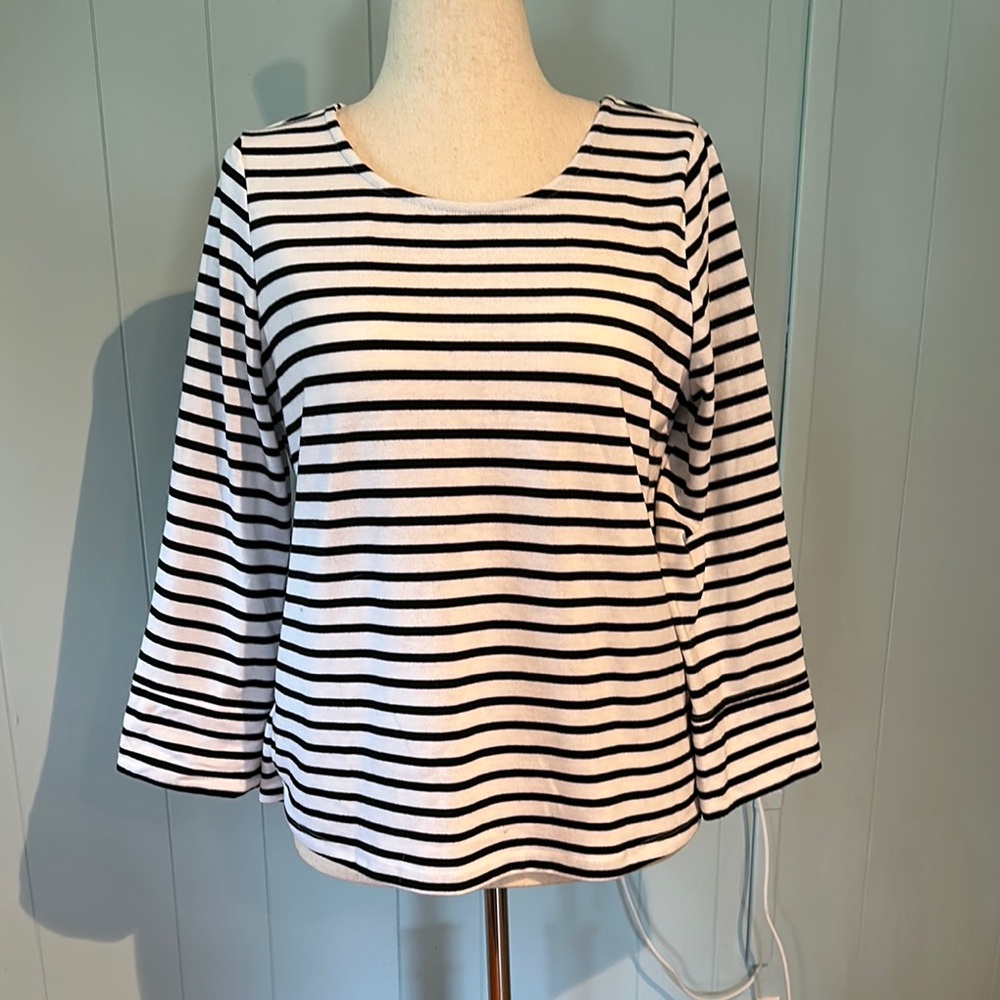 Navy and White 3/4 Sleeve with Lace cut out